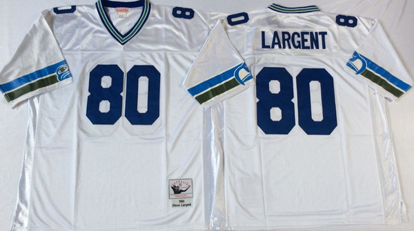 Men Seattle Seahawks 80 Steve Largent White M&N Throwback Jersey