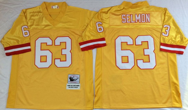 Men Tampa Bay Buccaneers 63 Lee Roy Selmon Yellow M&N Throwback Jersey