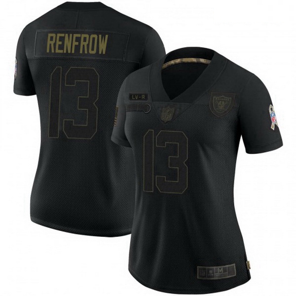 Women Las Vegas Raiders 13 Hunter Renfrow 2020 Black Salute To Service Limited Jersey