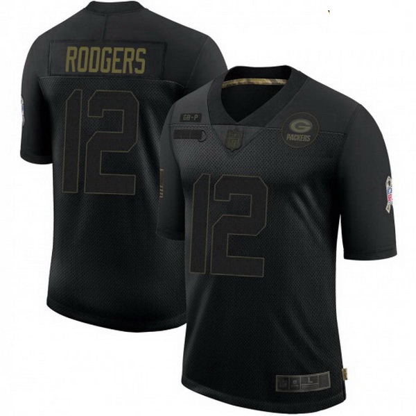 Youth Nike Green Bay Packers 12 Aaron Rodgers Black 2020 Salute To Service Limited Jersey