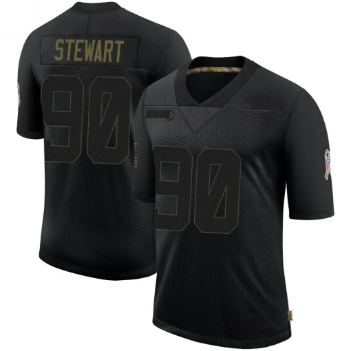 Men Indianapolis Colts Grover Stewart 90 Black 2020 Salute To Se