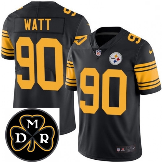 Mens Nike Pittsburgh Steelers 90 T J Watt Limited Black Rush Vapor Untouchable NFL MDR Patch Jersey