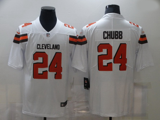 Nike Cleveland Browns 24 Nick Chubb White Vapor Untouchable Limited Jersey