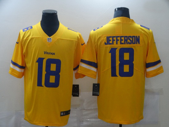 Nike Minnesota Vikings 18 Justin Jefferson Yellow Inverted Legend Limited Jersey