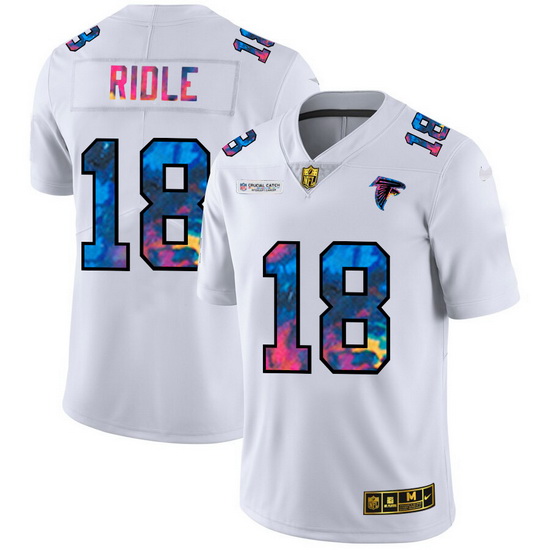 Atlanta Falcons 18 Calvin Ridley Men White Nike Multi Color 2020 NFL Crucial Catch Limited NFL Jerse