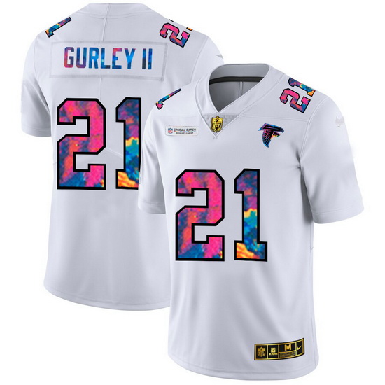 Atlanta Falcons 21 Todd Gurley II Men White Nike Multi Color 2020 NFL Crucial Catch Limited NFL Jers