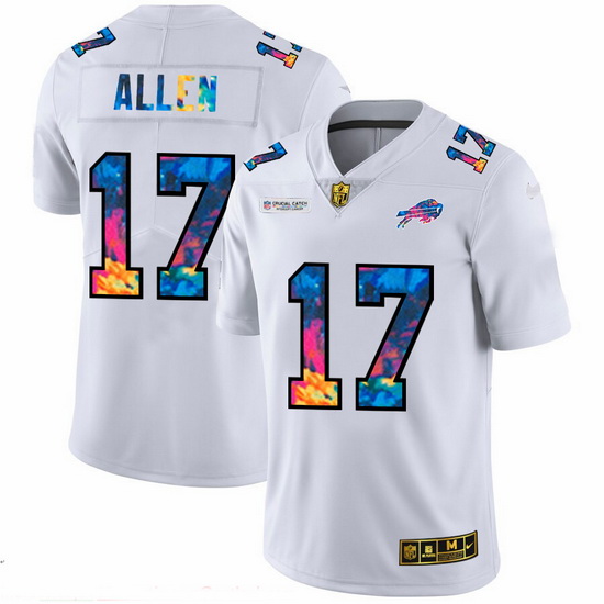 Buffalo Bills 17 Josh Allen Men White Nike Multi Color 2020 NFL Crucial Catch Limited NFL Jersey