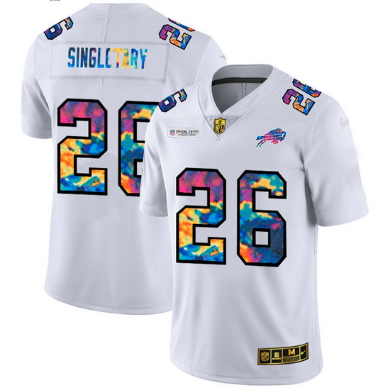 Buffalo Bills 26 Devin Singletary Men White Nike Multi Color 2020 NFL Crucial Catch Limited NFL Jers