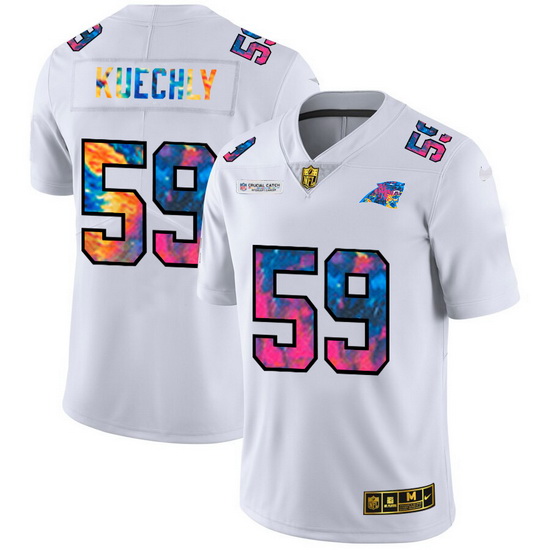 Carolina Panthers 59 Luke Kuechly Men White Nike Multi Color 2020 NFL Crucial Catch Limited NFL Jers