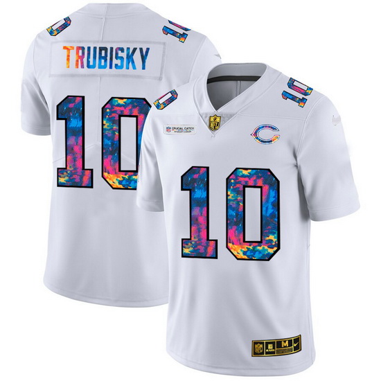 Chicago Bears 10 Mitchell Trubisky Men White Nike Multi Color 2020 NFL Crucial Catch Limited NFL Jer