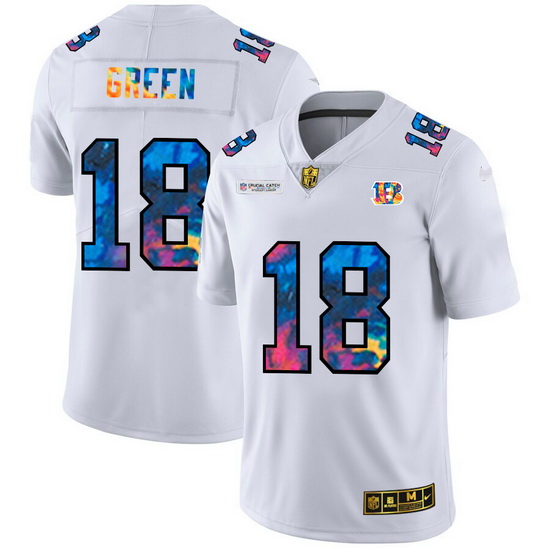 Cincinnati Bengals 18 A J  Green Men White Nike Multi Color 2020 NFL Crucial Catch Limited NFL Jerse