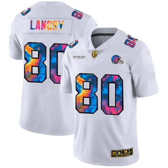 Cleveland Browns 80 Jarvis Landry Men White Nike Multi Color 2020 NFL Crucial Catch Limited NFL Jers