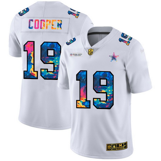 Dallas Cowboys 19 Amari Cooper Men White Nike Multi Color 2020 NFL Crucial Catch Limited NFL Jersey