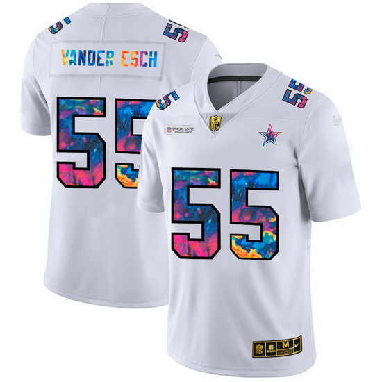 Dallas Cowboys 55 Leighton Vander Esch Men White Nike Multi Color 2020 NFL Crucial Catch Limited NFL