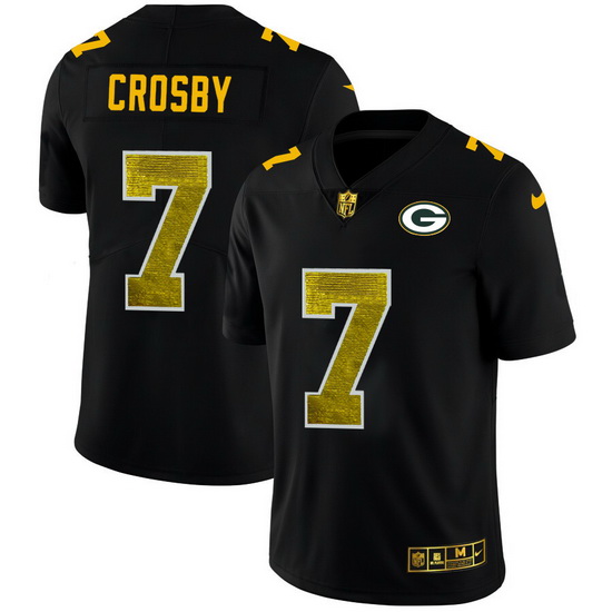 Green Bay Green Bay Green Bay Green Bay Packers 7 Mason Crosby Men Black Nike Golden Sequin Vapor Li