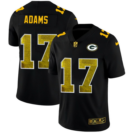 Green Bay Green Bay Green Bay Green Bay Packers 17 Davante Adams Men Black Nike Golden Sequin Vapor 