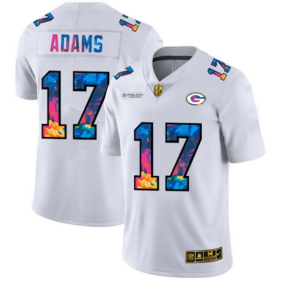 Green Bay Green Bay Green Bay Green Bay Packers 17 Davante Adams Men White Nike Multi Color 2020 NFL