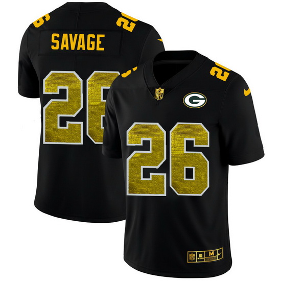 Green Bay Green Bay Green Bay Green Bay Packers 26 Darnell Savage Jr  Men Black Nike Golden Sequin V