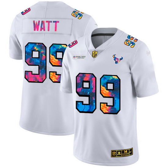 Houston Texans 99 J J  Watt Men White Nike Multi Color 2020 NFL Crucial Catch Limited NFL Jersey