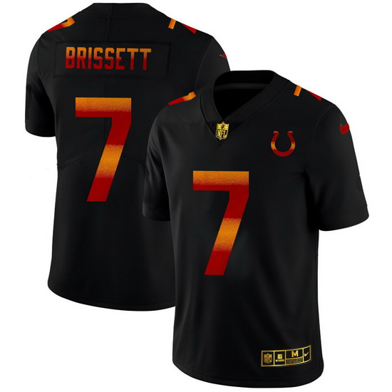 Indianapolis Colts 7 Jacoby Brissett Men Black Nike Red Orange Stripe Vapor Limited NFL Jersey