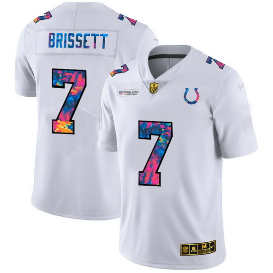 Indianapolis Colts 7 Jacoby Brissett Men White Nike Multi Color 2020 NFL Crucial Catch Limited NFL J