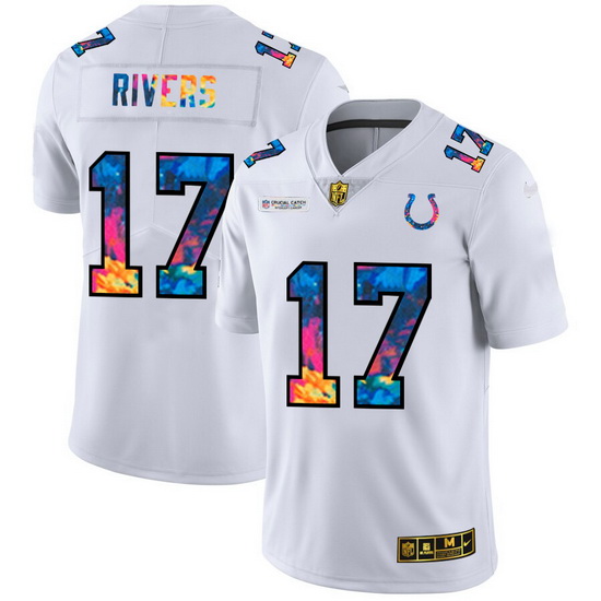 Indianapolis Colts 17 Philip Rivers Men White Nike Multi Color 2020 NFL Crucial Catch Limited NFL Je