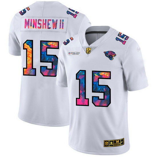 Jacksonville Jaguars 15 Gardner Minshew II Men White Nike Multi Color 2020 NFL Crucial Catch Limited