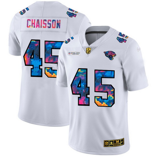 Jacksonville Jaguars 45 K 27Lavon Chaisson Men White Nike Multi Color 2020 NFL Crucial Catch Limited