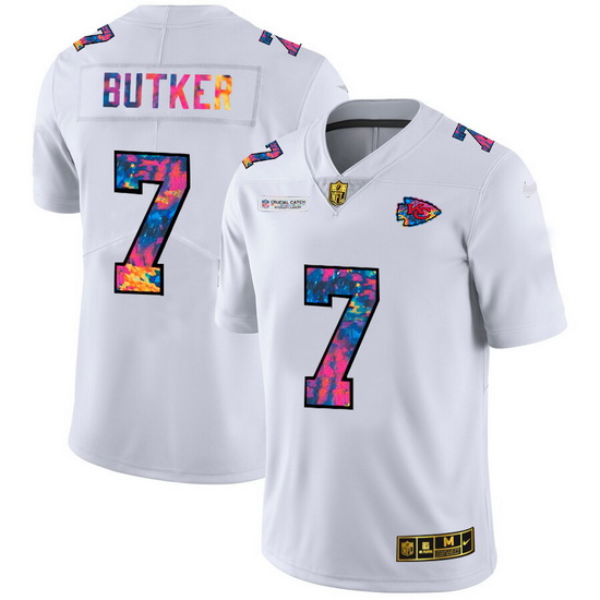 Kansas City Chiefs 7 Harrison Butker Men White Nike Multi Color 2020 NFL Crucial Catch Limited NFL J