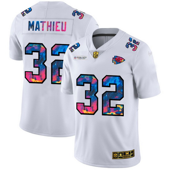 Kansas City Chiefs 32 Tyrann Mathieu Men White Nike Multi Color 2020 NFL Crucial Catch Limited NFL J