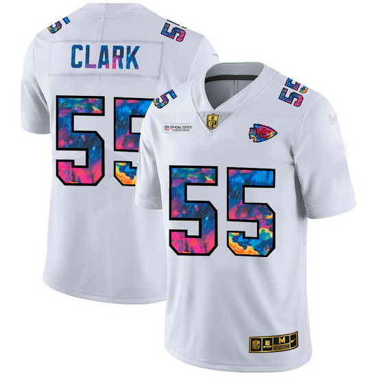 Kansas City Chiefs 55 Frank Clark Men White Nike Multi Color 2020 NFL Crucial Catch Limited NFL Jers