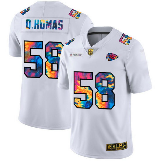 Kansas City Chiefs 58 Derrick Thomas Men White Nike Multi Color 2020 NFL Crucial Catch Limited NFL J