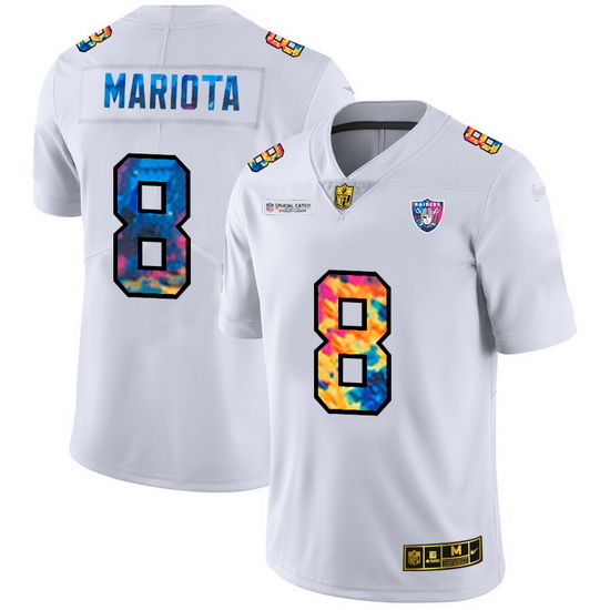 Las Vegas Raiders 8 Marcus Mariota Men White Nike Multi Color 2020 NFL Crucial Catch Limited NFL Jer