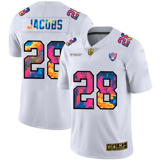 Las Vegas Raiders 28 Josh Jacobs Men White Nike Multi Color 2020 NFL Crucial Catch Limited NFL Jerse