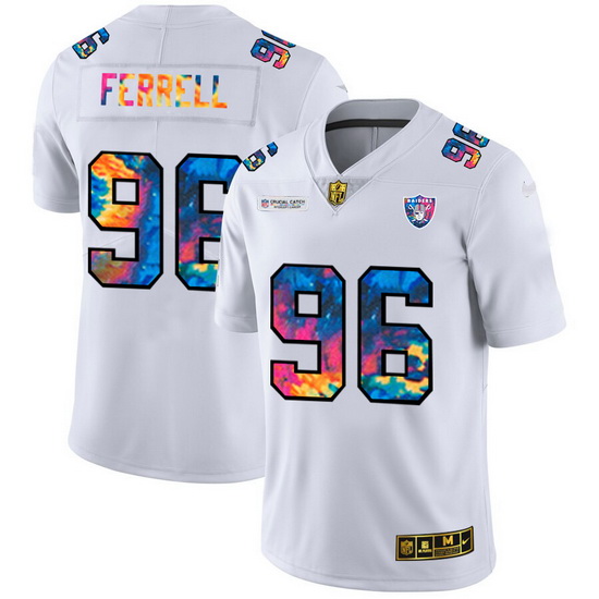 Las Vegas Raiders 96 Clelin Ferrell Men White Nike Multi Color 2020 NFL Crucial Catch Limited NFL Je