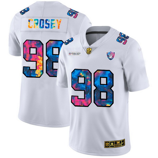 Las Vegas Raiders 98 Maxx Crosby Men White Nike Multi Color 2020 NFL Crucial Catch Limited NFL Jerse