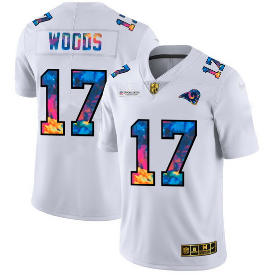 Los Angeles Rams 17 Robert Woods Men White Nike Multi Color 2020 NFL Crucial Catch Limited NFL Jerse