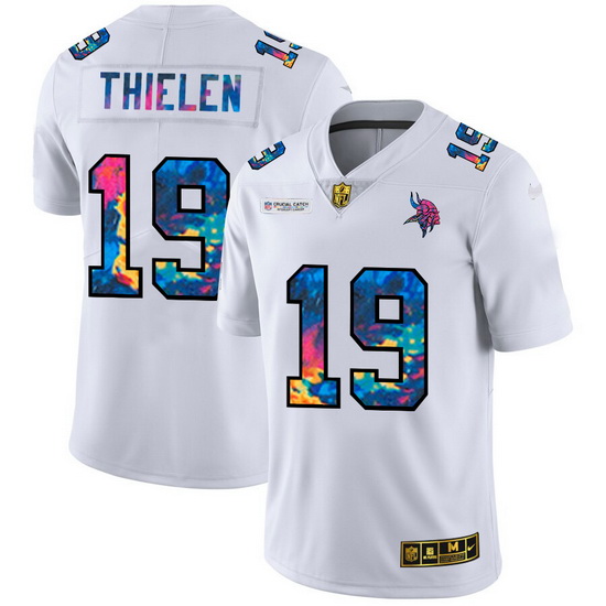 Minnesota Vikings 19 Adam Thielen Men White Nike Multi Color 2020 NFL Crucial Catch Limited NFL Jers