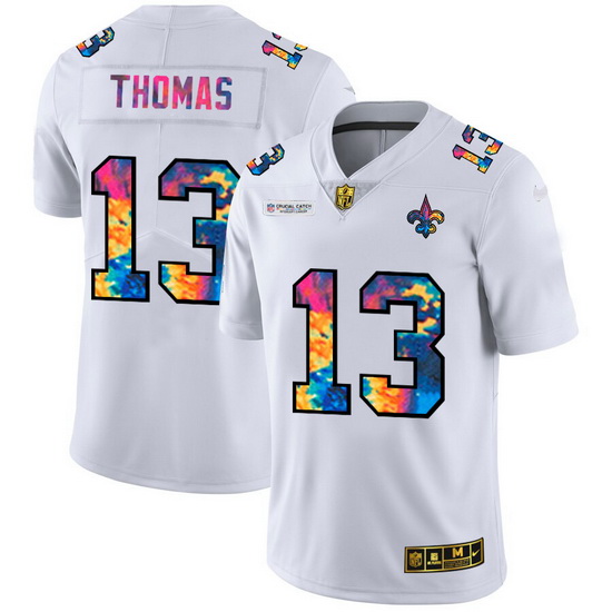 New Orleans Saints 13 Michael Thomas Men White Nike Multi Color 2020 NFL Crucial Catch Limited NFL J