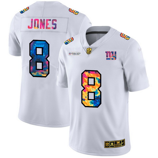 New York Giants 8 Daniel Jones Men White Nike Multi Color 2020 N