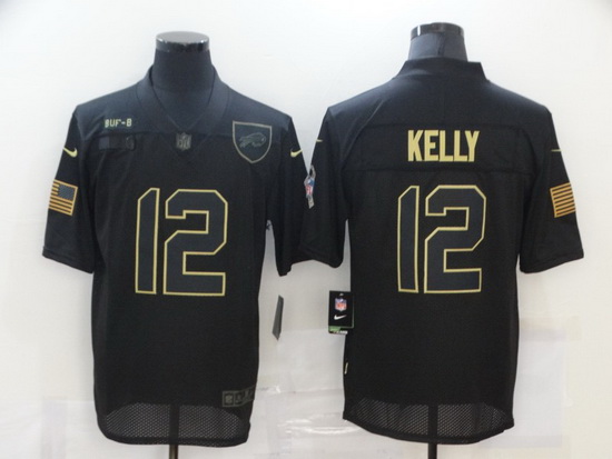 Nike Buffalo Bills 12 Jim Kelly Black 2020 Salute To Service Limited Jersey