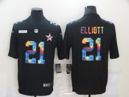 Nike Dallas Cowboys 21 Ezekiel Elliott Black Vapor Untouchable Rainbow Limited Jersey