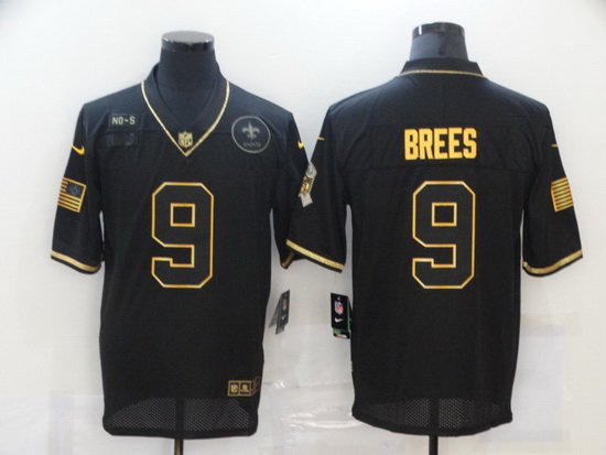 Nike New Orleans Saints 9 Drew Brees Black Gold 2020 Salute To Service Limited Jersey