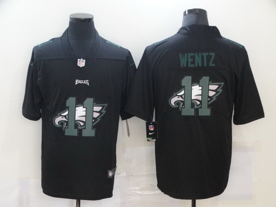 Nike Philadelphia Eagles 11 Carson Wentz Black Shadow Logo Limited Jersey