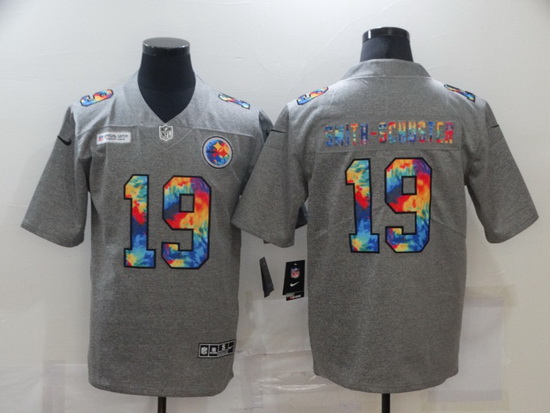 Nike Pittsburgh Steelers 19 JuJu Smith Schuster Gray Vapor Untouchable Rainbow Limited Jersey