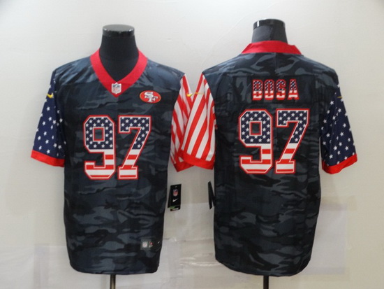 Nike San Francisco 49ers 97 Nick Bosa Black Camo USA Flag Limited Jersey