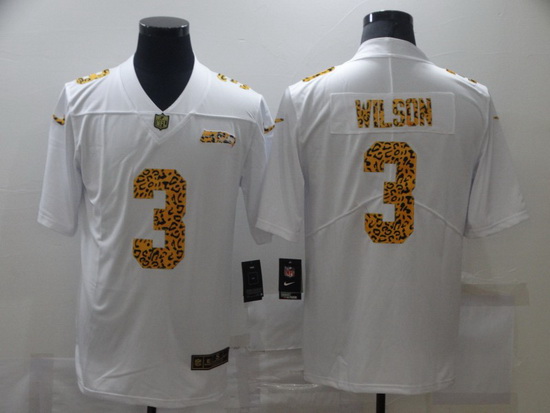 Nike Seattle Seahawks 3 Russell Wilson White Leopard Vapor Untouchable Limited Jersey