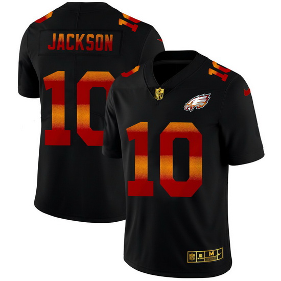 Philadelphia Eagles 10 Desean Jackson Men Black Nike Red Orange Stripe Vapor Limited NFL Jersey