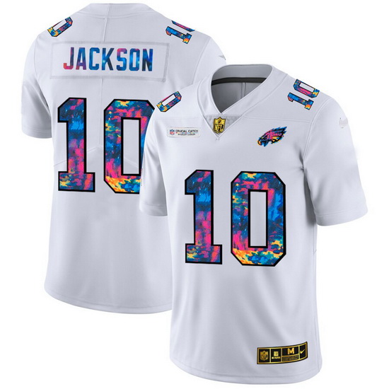 Philadelphia Eagles 10 Desean Jackson Men White Nike Multi Color 2020 NFL Crucial Catch Limited NFL 