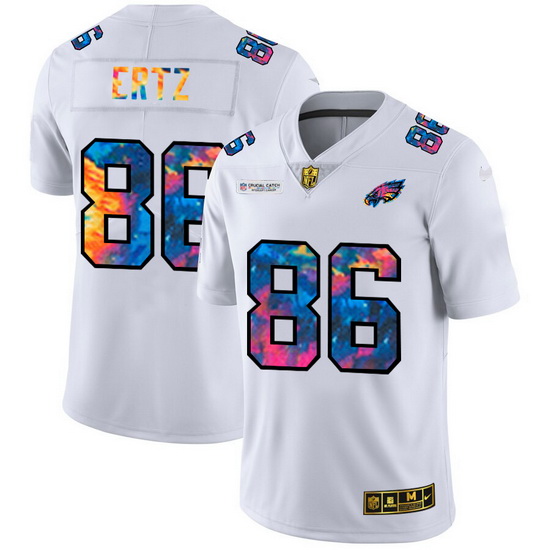 Philadelphia Eagles 86 Zach Ertz Men White Nike Multi Color 2020 NFL Crucial Catch Limited NFL Jerse